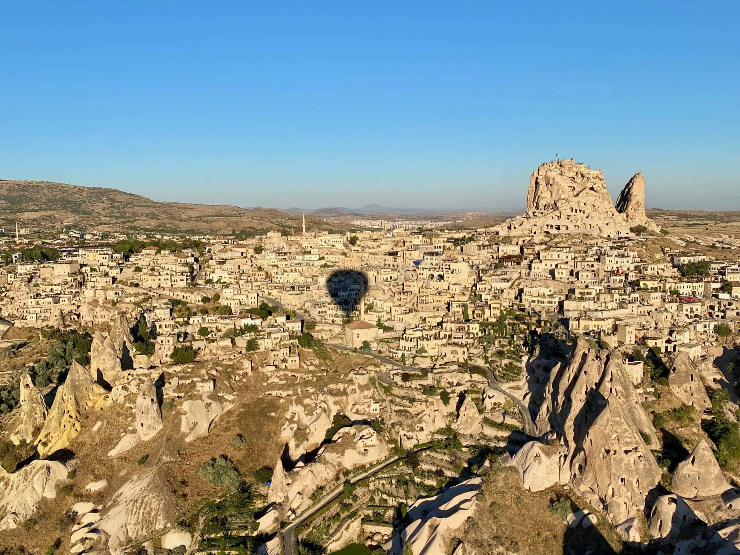 Landscape of Cappadocia with Uchisar castle in the distance