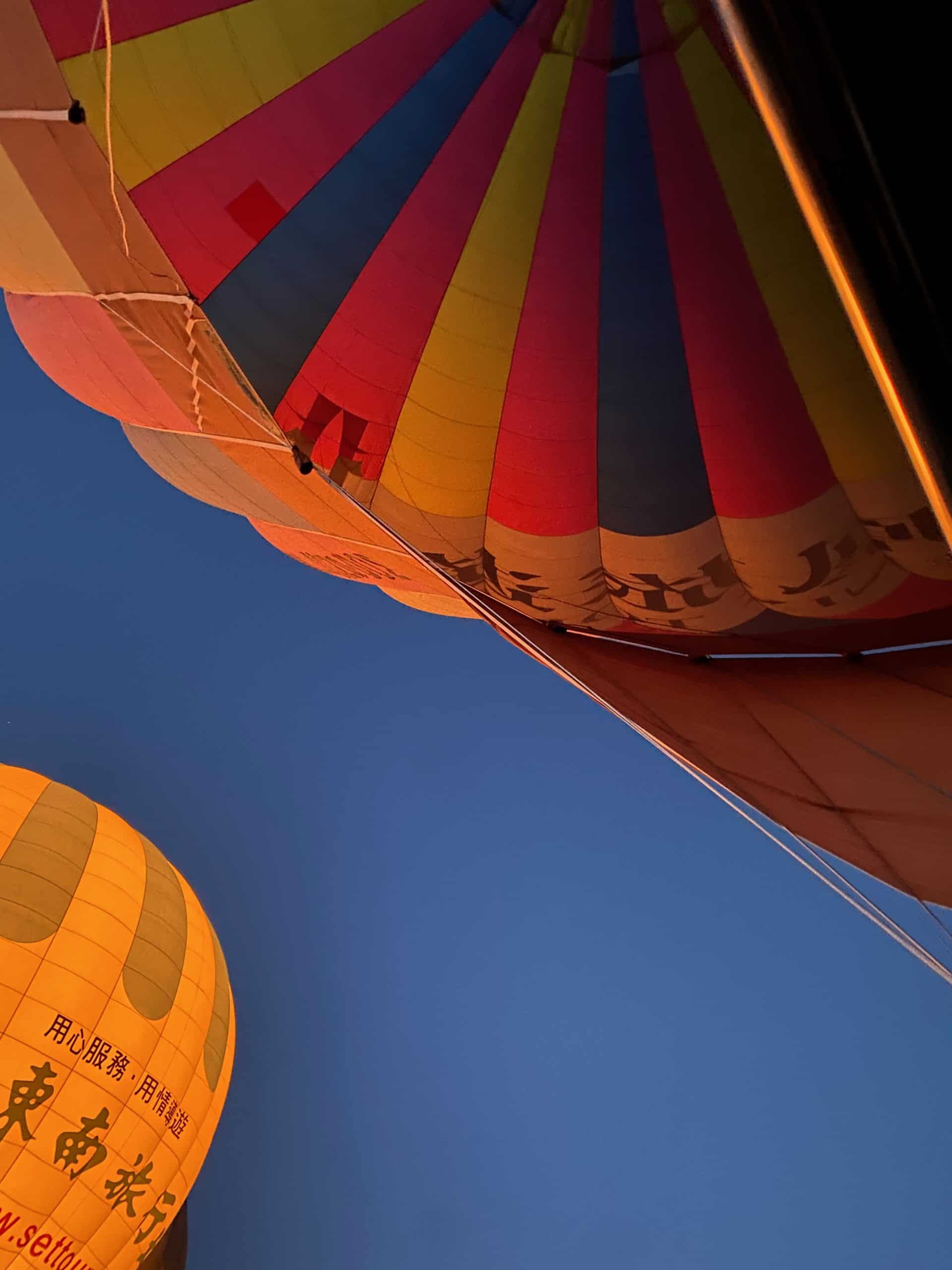 View of the top of a hot air balloon.
