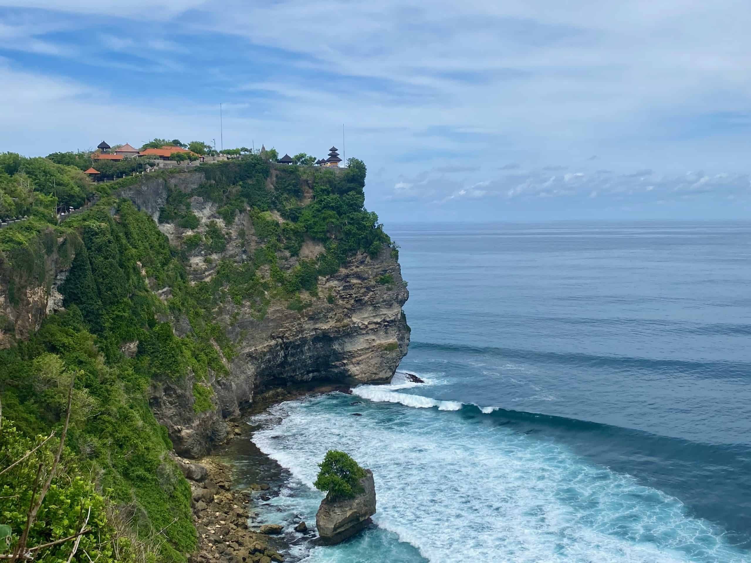 View of Uluwatu Temple and the 70 meter cliff